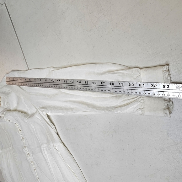 Soft Surroundings Small Boho Crinkle Button Front Off White Long Sleeve Blouse - Picture 10 of 16